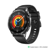 Часовник - Huawei Watch GT5 Vili-B19F, 1.43", Amoled 466x466 PPI 326, BT5.2 BLE/BR/EDR, 5ATM, 524mAh, Screenshot sharing, support message input, message notifications, Battery life up to 14 days, Compatible with iOS and Android devices, Black Fluoroelastomer
