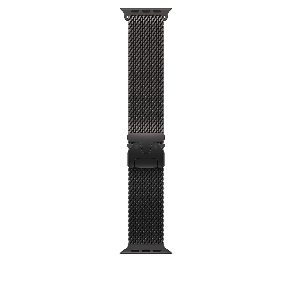 Каишка за часовник - Apple Watch 49mm Milanese Loop: Black Titanium Milanese Loop - Medium