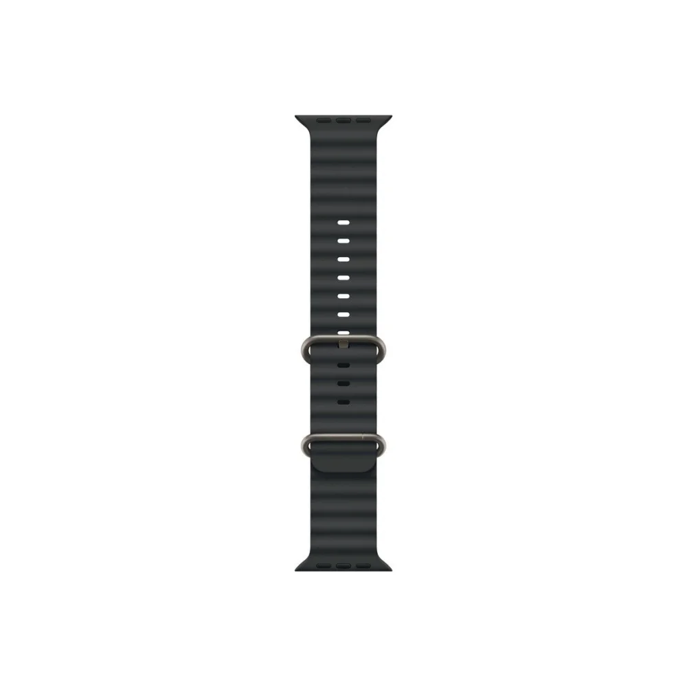 Каишка за часовник - Apple Watch 49mm Band: Black Ocean&nbsp;Band - Natural Titanium Finish