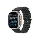 Каишка за часовник - Apple Watch 49mm Band: Black Ocean&nbsp;Band - Natural Titanium Finish