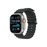 Каишка за часовник - Apple Watch 49mm Band: Black Ocean Band Extension - Natural Titanium Finish
