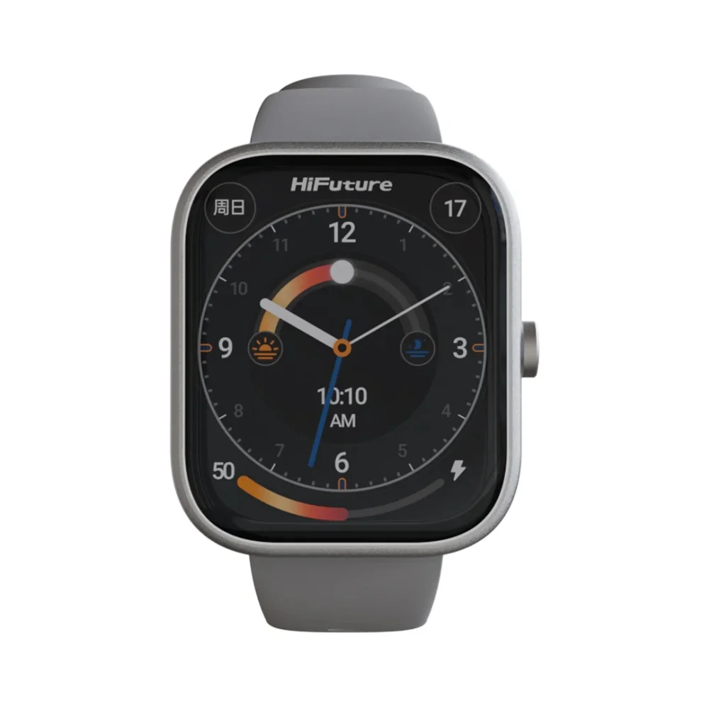 Часовник - HiFuture Lume Silver Grey, 1.85 " IPS, Powered by Dual Core, Aerospace-Grade Ultra Light Aluminum Frame, Bluetooth Call, 3D User Interface, 1ATM Waterproof, 24/7 True Heart Rate & Blood Oxygen Sensor, 100+ Sports Mode, Up to 7 days daily use