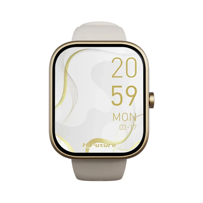 Часовник - HiFuture Lume Champagne Gold, 1.85 " IPS, Powered by Dual Core, Aerospace-Grade Ultra Light Aluminum Frame, Bluetooth Call, 3D User Interface, 1ATM Waterproof, 24/7 True Heart Rate & Blood Oxygen Sensor, 100+ Sports Mode, Up to 7 days daily use