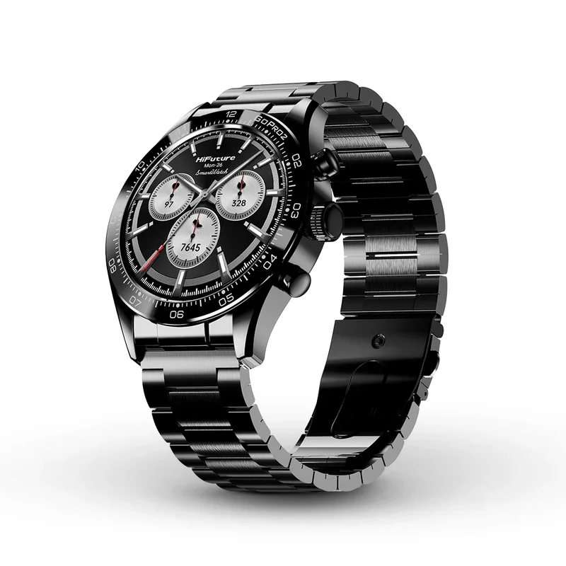 Часовник - HiFuture Go pro 2 Black, 1.32" AMOLED, 466*466, Powered by Dual Core & Syntra AI, Bluetooth Call, 1ATM Waterproof, Sixth Generation Health Sensor, Stainless Steel, Up to 10 days daily use