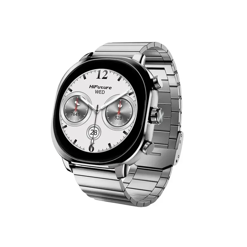 Часовник - HiFuture AIX  Silver,  1.43"AMOLED, 466*466, Powered by Dual Core & Syntra AI, Bluetooth Call, 1ATM Waterproof, Sixth Generation Health Sensor, Stainless Steel, Up to 10 days daily use