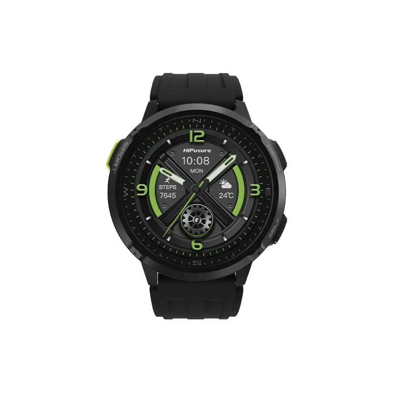 Часовник - HiFuture MIX3 Black, 1.43" AMOLED, 466*466, Powered by Dual Core & Syntra AI, Bluetooth Call, 3ATM Waterproof, Compass & Altimeter, 24/7 True Heart Rate & Blood Oxygen Sensor, Up to 10 days daily use