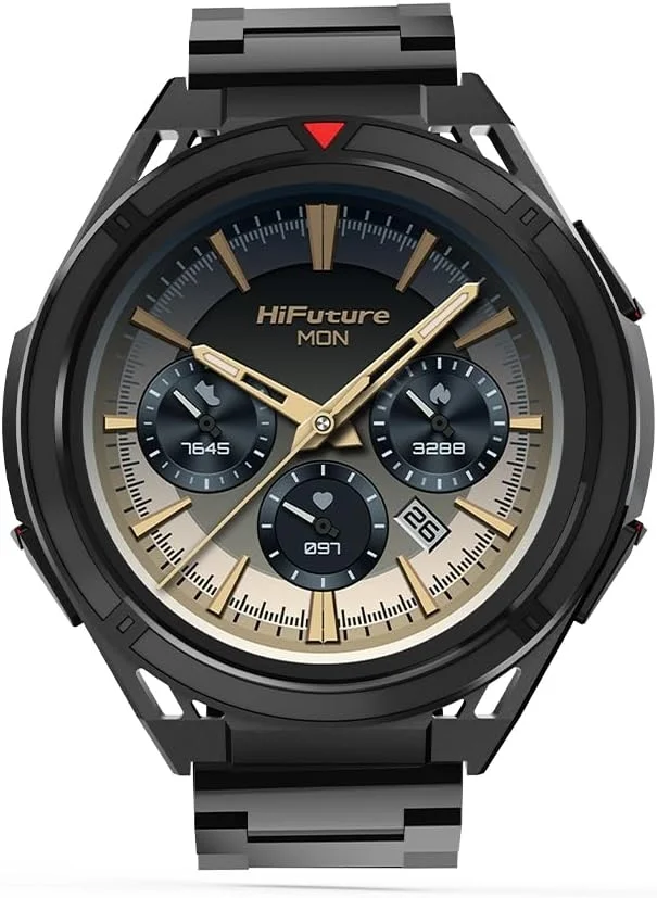 Часовник - HiFuture Active Black Red, *1.43"  AMOLED, Dual Band GPS +Compass + Altimeter 466*466, Powered by Dual Core & Syntra AI, Bluetooth Call, 5ATM Waterproof, 24/7 True Heart Rate & Blood Oxygen Sensor, Up to 10 days daily use