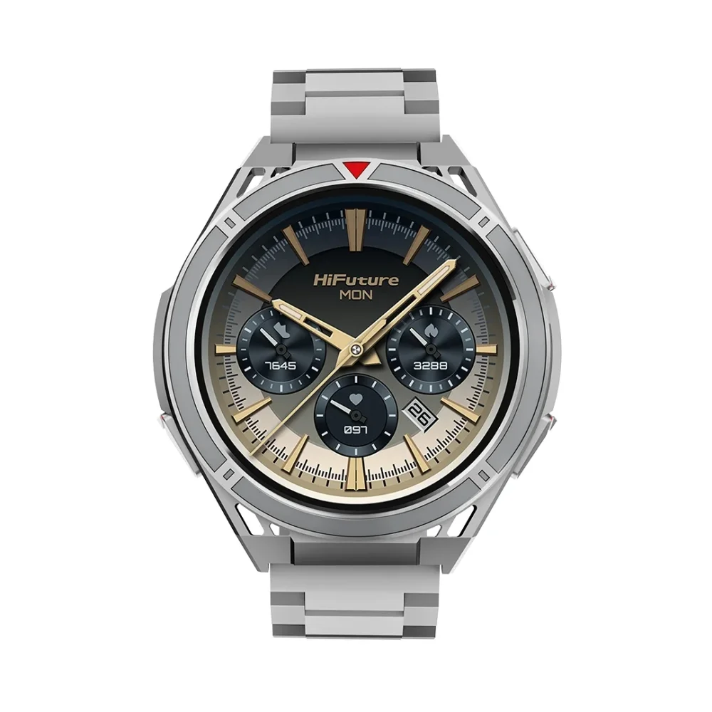 Часовник - HiFuture Active Silver, *1.43"  AMOLED, Dual Band GPS +Compass + Altimeter 466*466, Powered by Dual Core & Syntra AI, Bluetooth Call, 5ATM Waterproof, 24/7 True Heart Rate & Blood Oxygen Sensor, Up to 10 days daily use