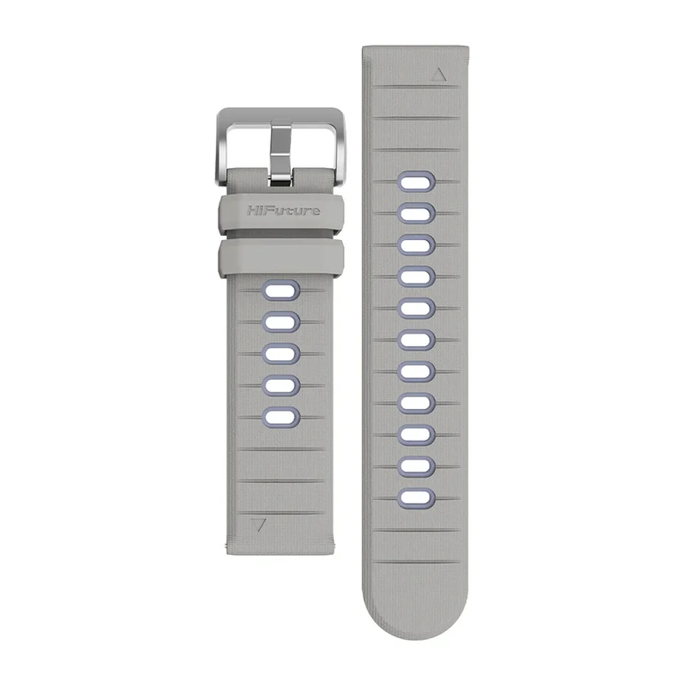 Каишка за часовник - HiFuture Pilot-S Grey, Bio-Color Injection, Powder Metallurgy Stainless Steel Buckle, Solid Silicone, Unique Patterns, Fit Size: 22mm