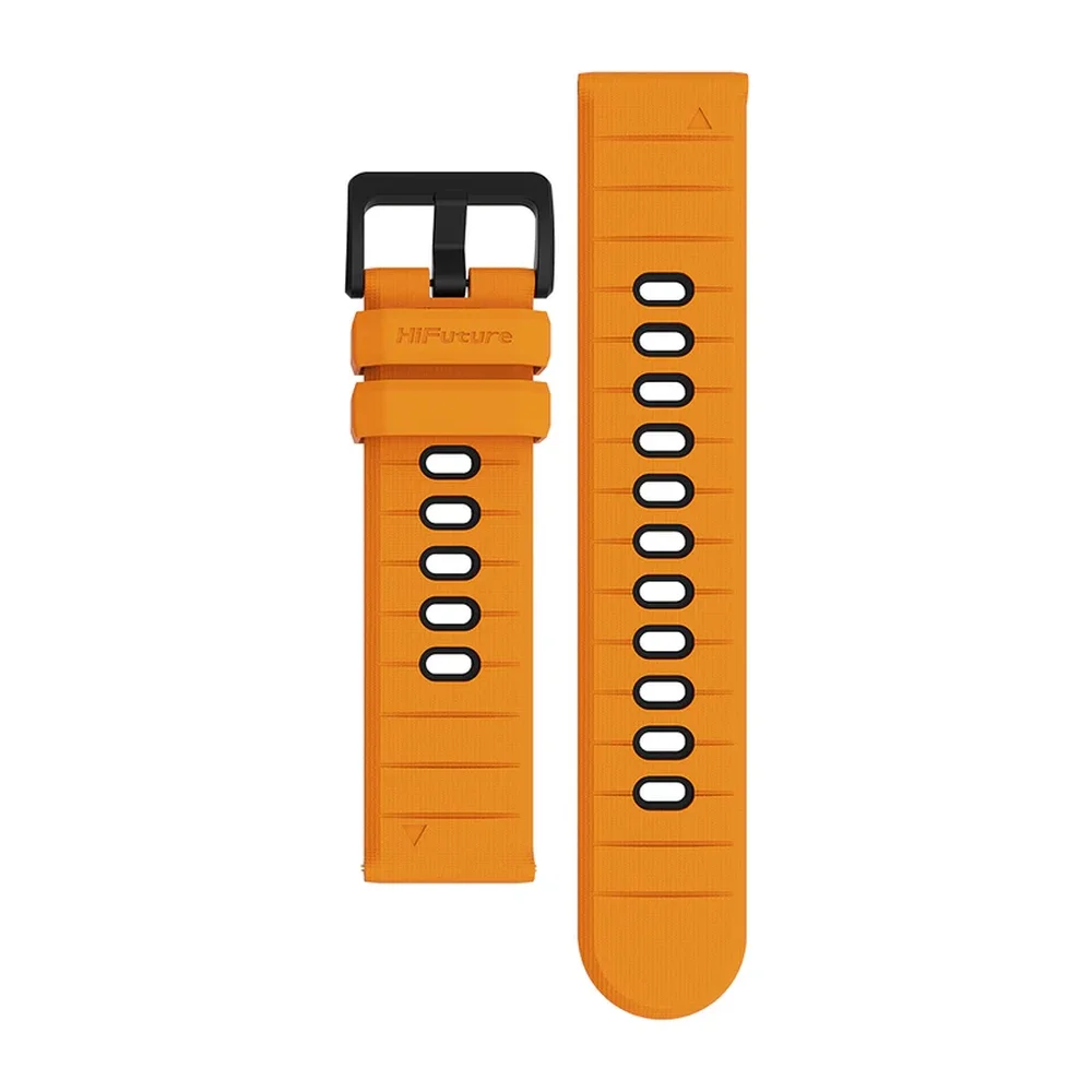 Каишка за часовник - HiFuture Pilot-S Orange, Bio-Color Injection, Powder Metallurgy Stainless Steel Buckle, Solid Silicone, Unique Patterns, Fit Size: 22mm
