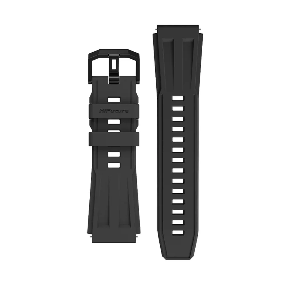 Каишка за часовник - HiFuture Pilot-M Black, Sporty Design, Powder Metallurgy Stainless Steel Buckle, Solid Silicone, Unique Patterns, Fit Size: 22mm