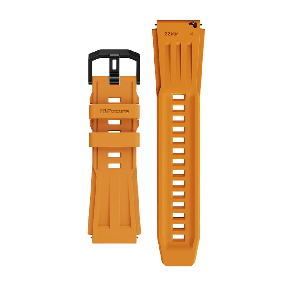 Каишка за часовник - HiFuture Pilot-M Orange, Sporty Design, Powder Metallurgy Stainless Steel Buckle, Solid Silicone, Unique Patterns, Fit Size: 22mm