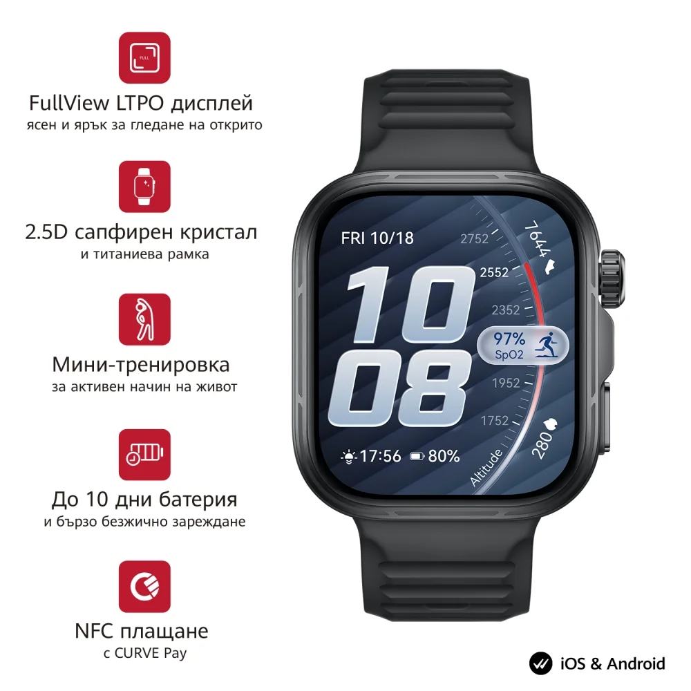 Часовник - Huawei Watch Fit 5 Pro Niki-B29F Black